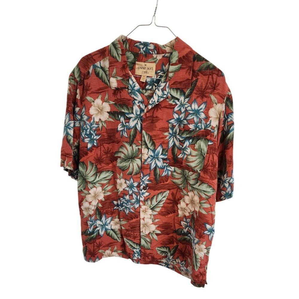 Havana Jacks Cafe 100% Silk Men's Button Down Shirt in XL